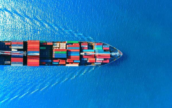 Aerial view of cargo boat