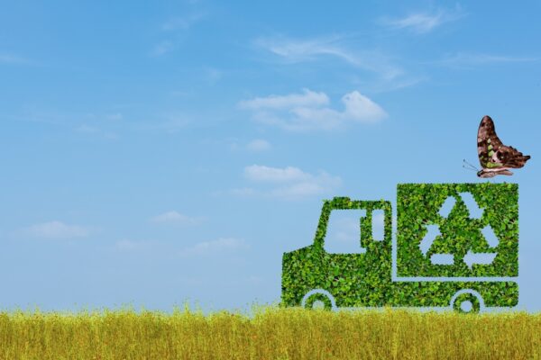 Image of green sustainable lorry