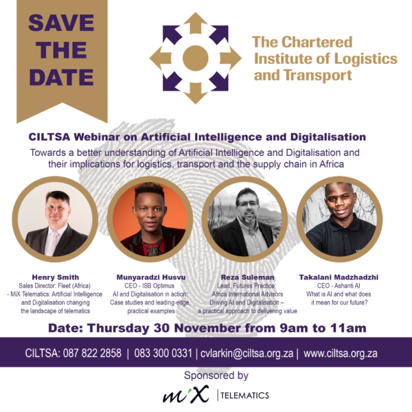 CILT South Africa webinar graphic AI and Digitalisation